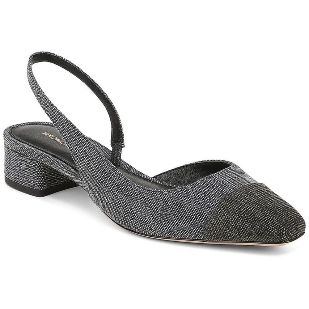 Veronica Beard Black and Gray Slingback Low Block Heel